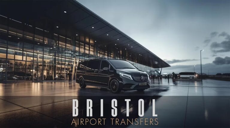 Luxury Mercedes-Benz providing chauffeur service at Bristol Airport.